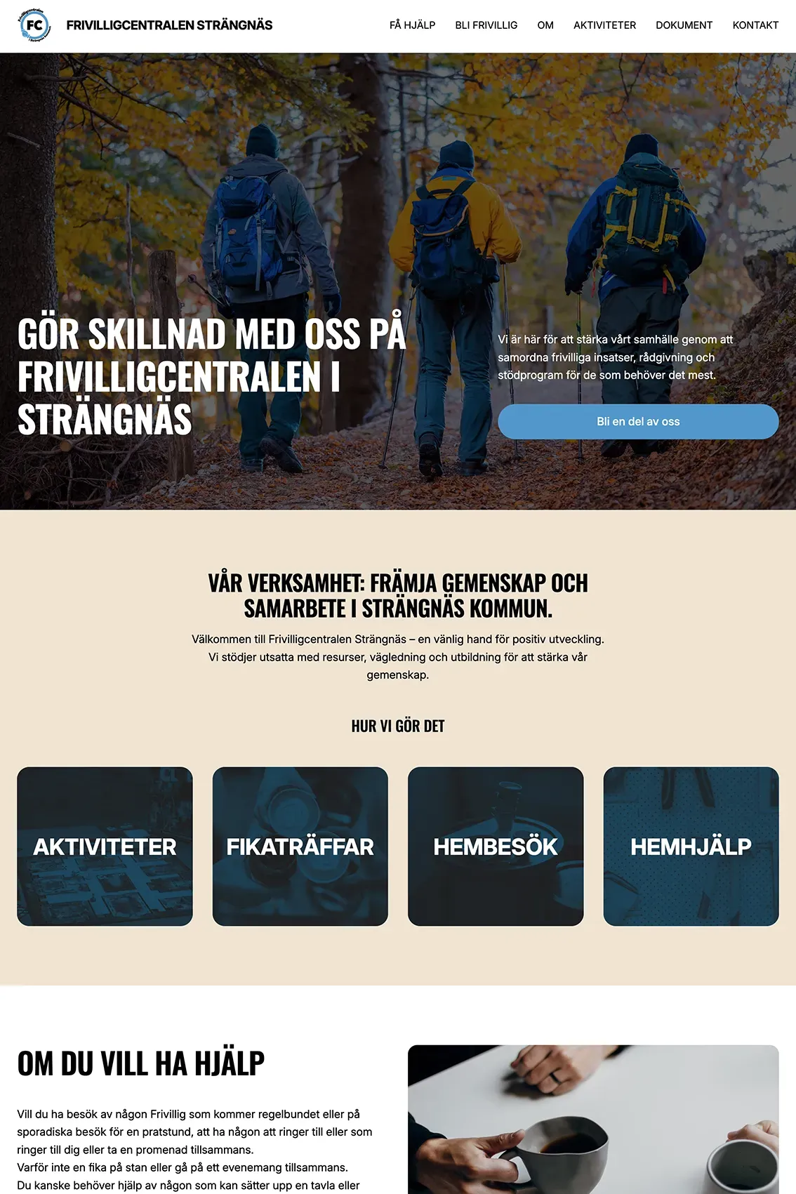 Frivilligcentralen i Strängnäs hemsida, fcstrangnas.se