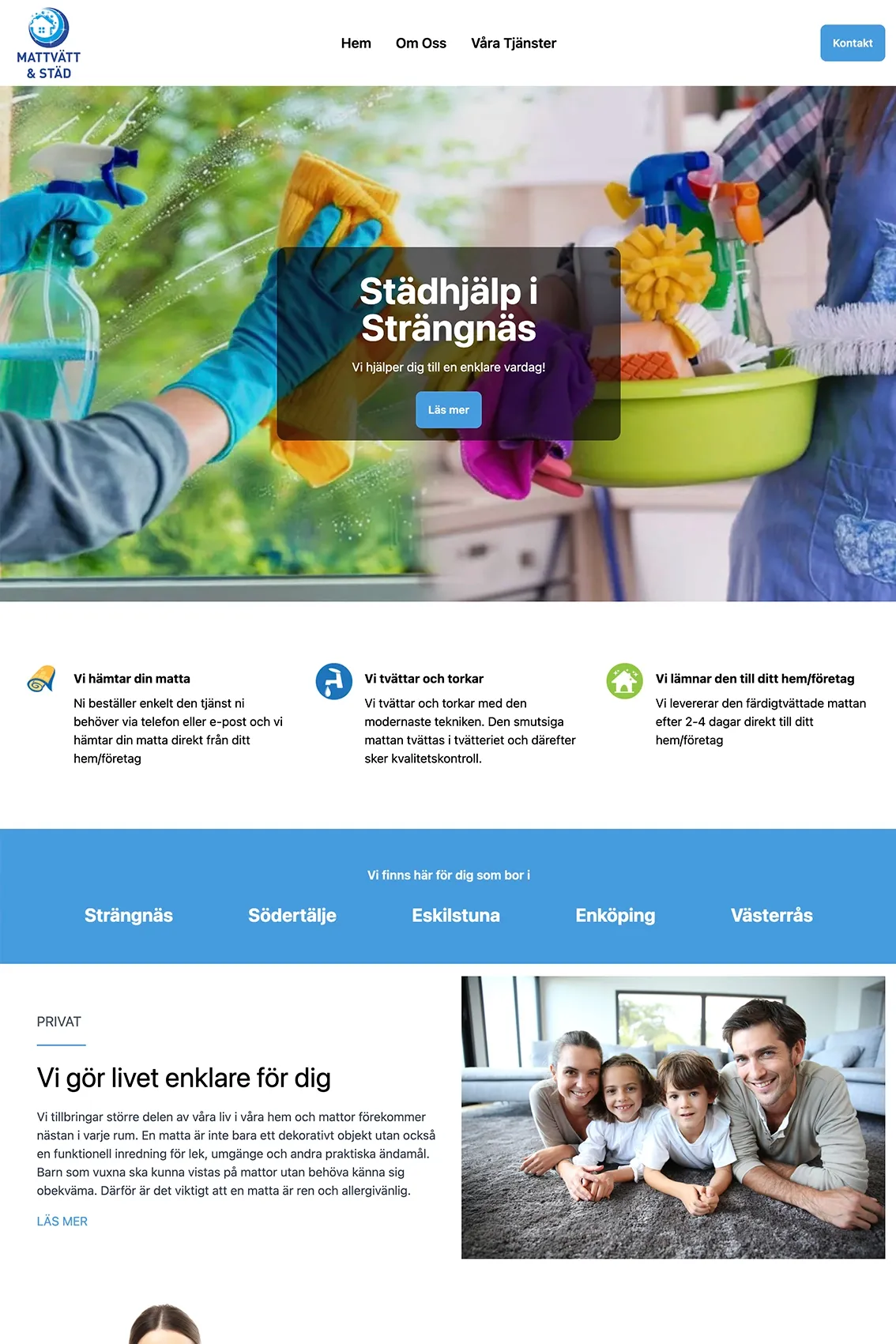 Mattvätt och städs hemsida, mattvattostad.se