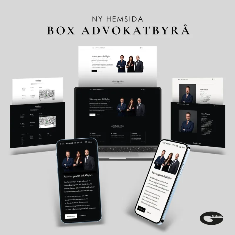 Olika bilder från mobil och dator-versionen av hemsidan ihopklippta.