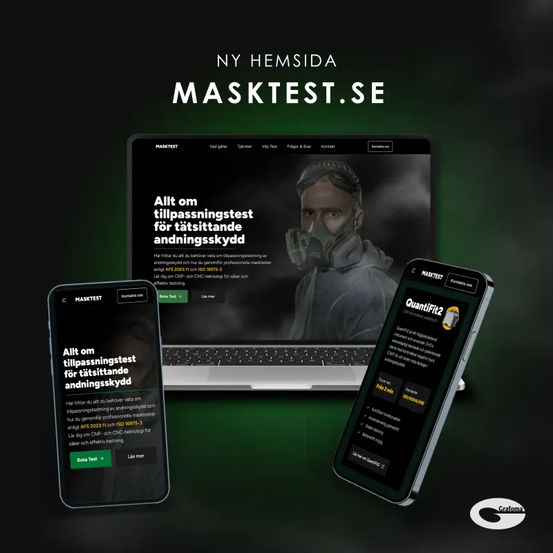 Olika bilder från mobil och dator-versionen av masktest.se